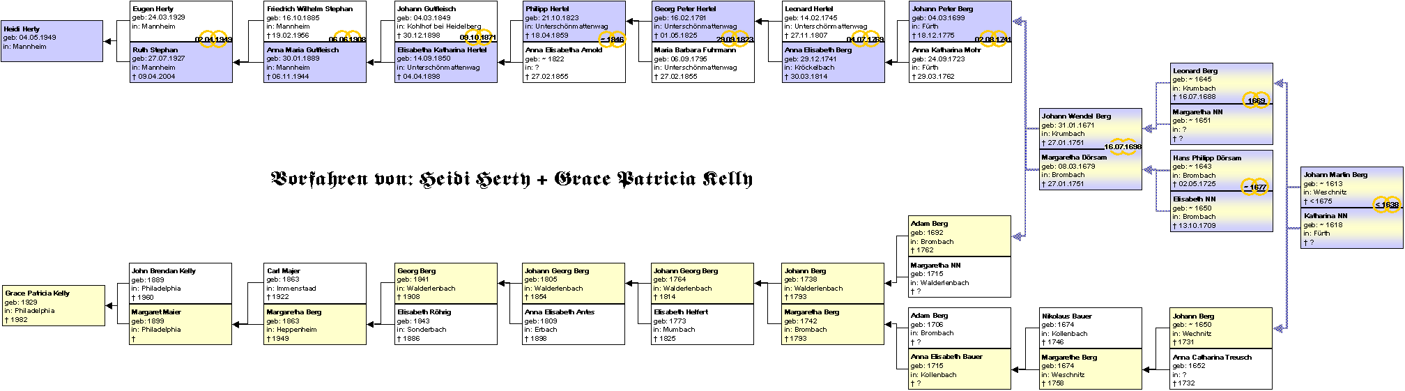 Stammbaum der Familie Herty und Grace Patricia Kelly